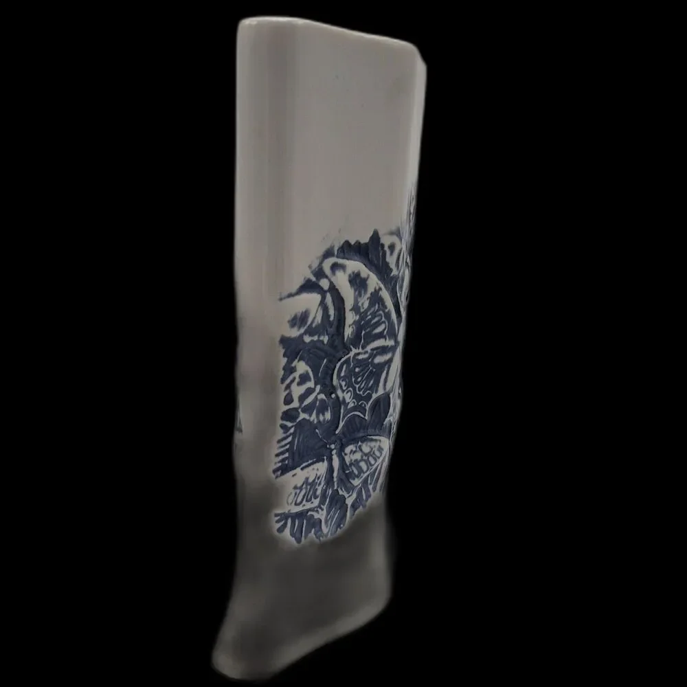 Vintage Royal Haegar Blue Butterfly Diamond Vase Planter Textured MCM